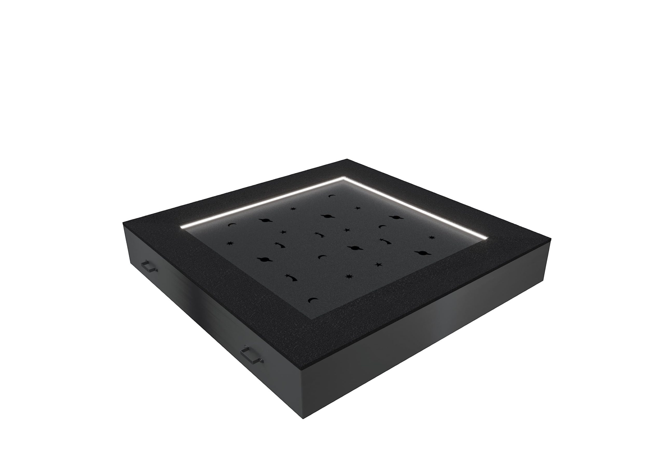 Батут квадратный с резиновым полотном и подсветкой